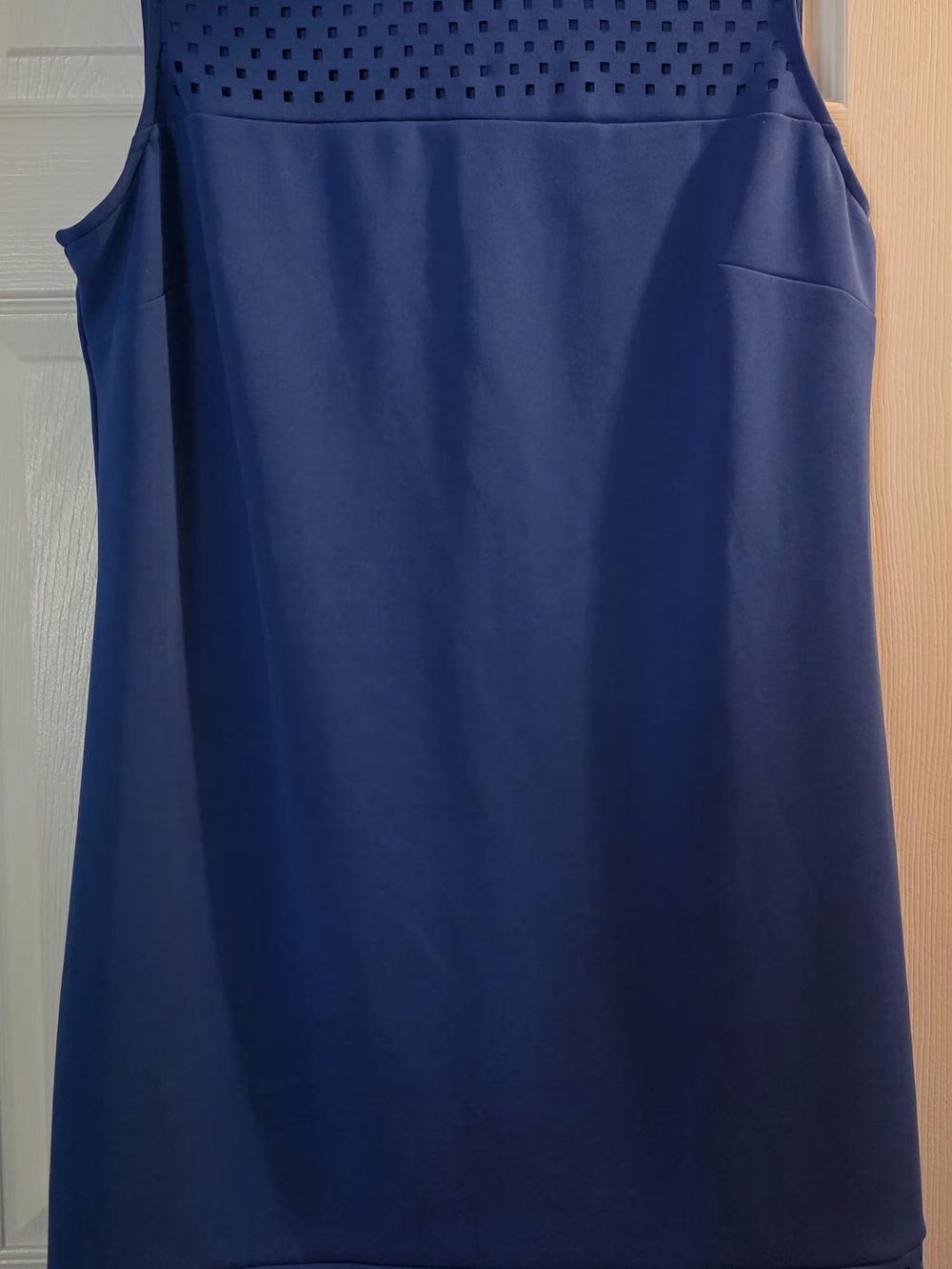 Worthington Navy Sleeveless Shift Dress with Perforated Yoke